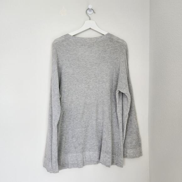 American Eagle Grey Waffle Knit Lace-Up Long Sleeve Sweater Top XL - Picture 6 of 6